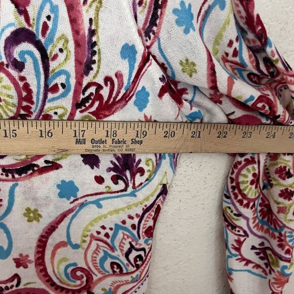 Chico’s Womens Lightweight Cardigan Sweater Size 2 (L) Open Paisley Colorful - Picture 5 of 7